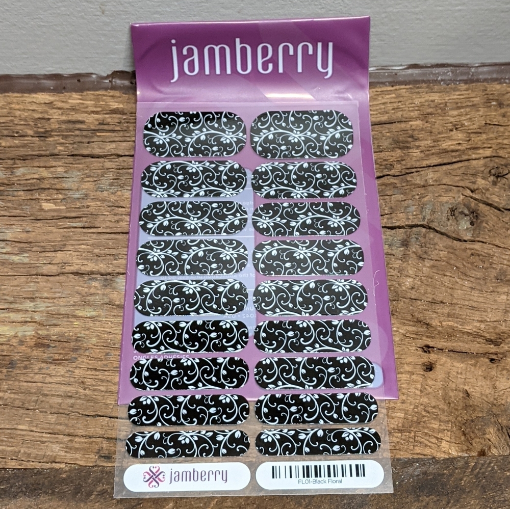 NEW Jamberry Nail Wrap Black Floral